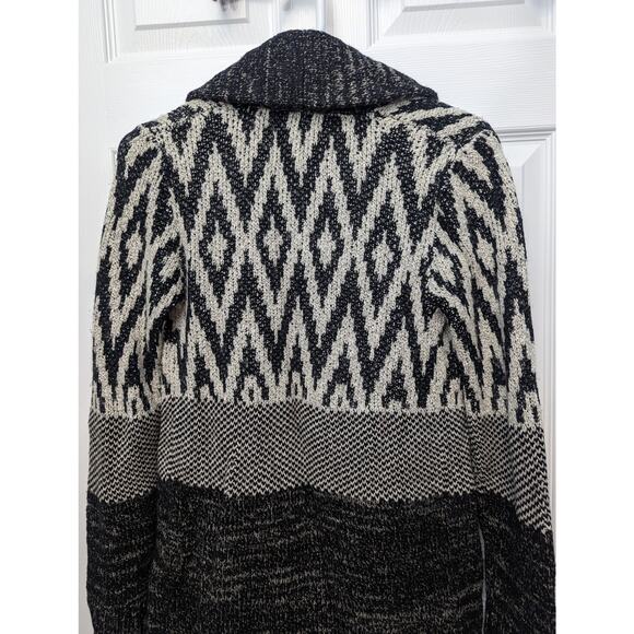 Lucky Brand Size S Cardigan Sweater Wool Southwest Boho Aztec Geometric Print - Picture 6 of 12